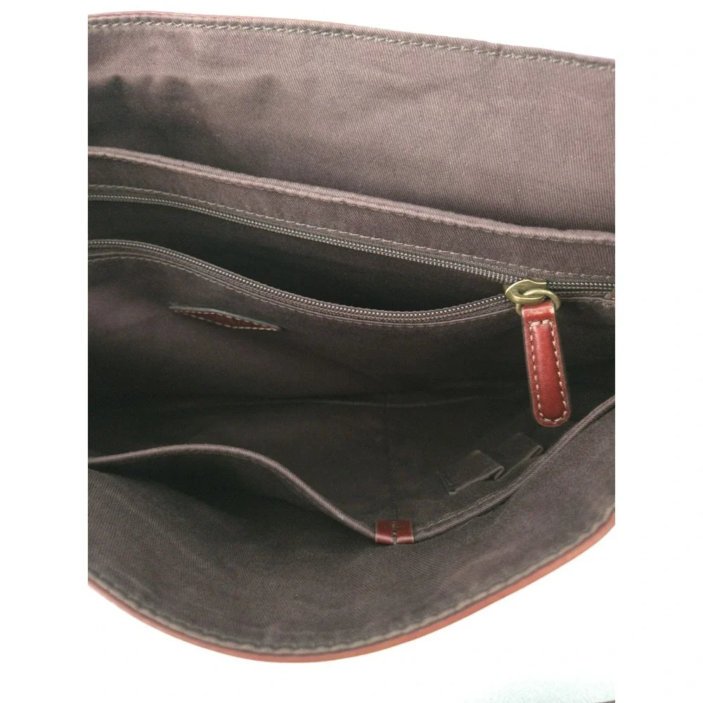 Fossil Explorer Lg Brown Leather Fold Over Messenger Satchel Bag 12